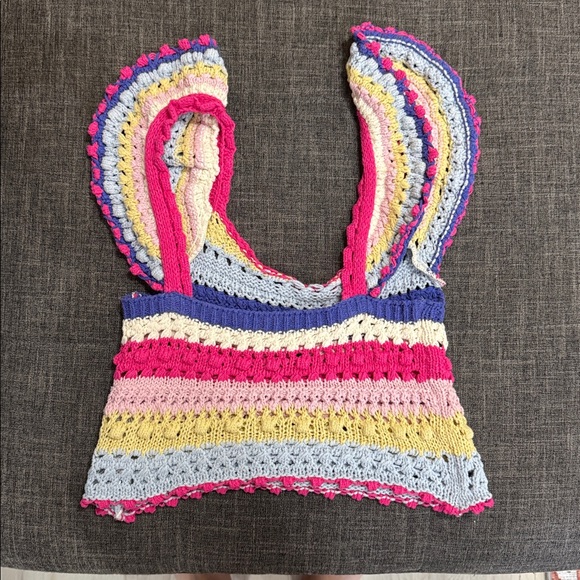 ZARA Ruffled Crochet Knit Top – Size S - Picture 4 of 7